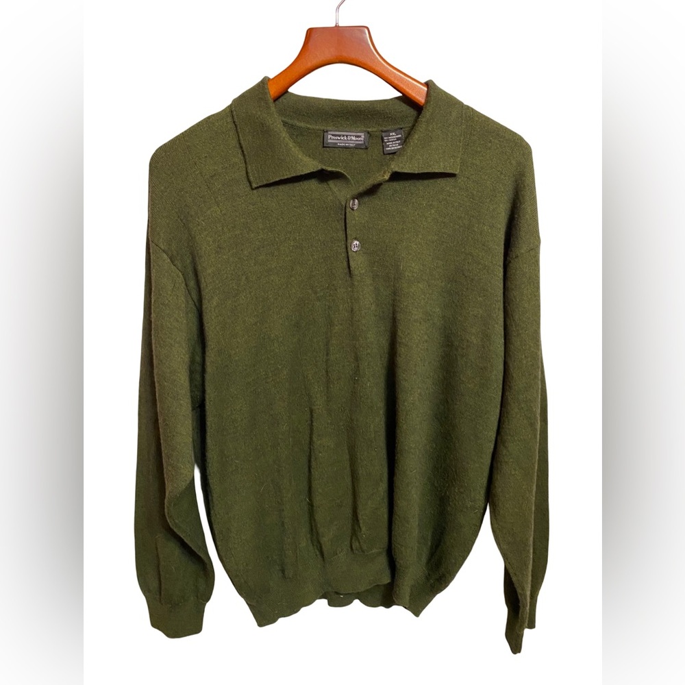 Preswick & Moore Merino Blend 3 Button Pullover Sweater Mens XXL‎ Made In Italy